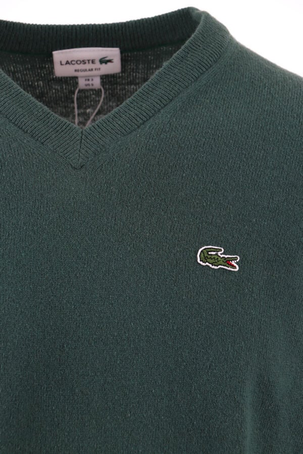Cortefiel Jersey de lana con corte regular y cuello en V Verde