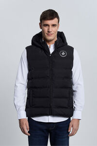 Valecuatro Colete acolchoado preto com capuz