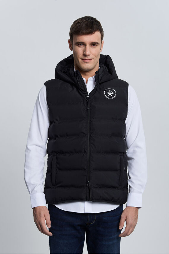 Chaleco acolchado capucha negro