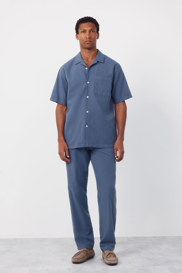 Cortefiel Trousers with elastic waistband and regular drawstrings Blue