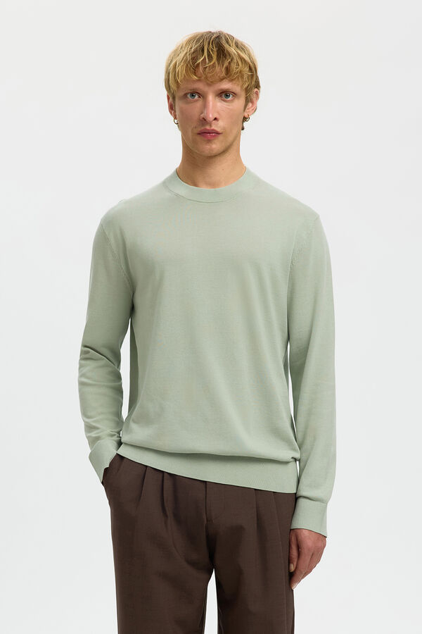 Selected Camisola leve 100% algod&atilde;o org&acirc;nico Verde