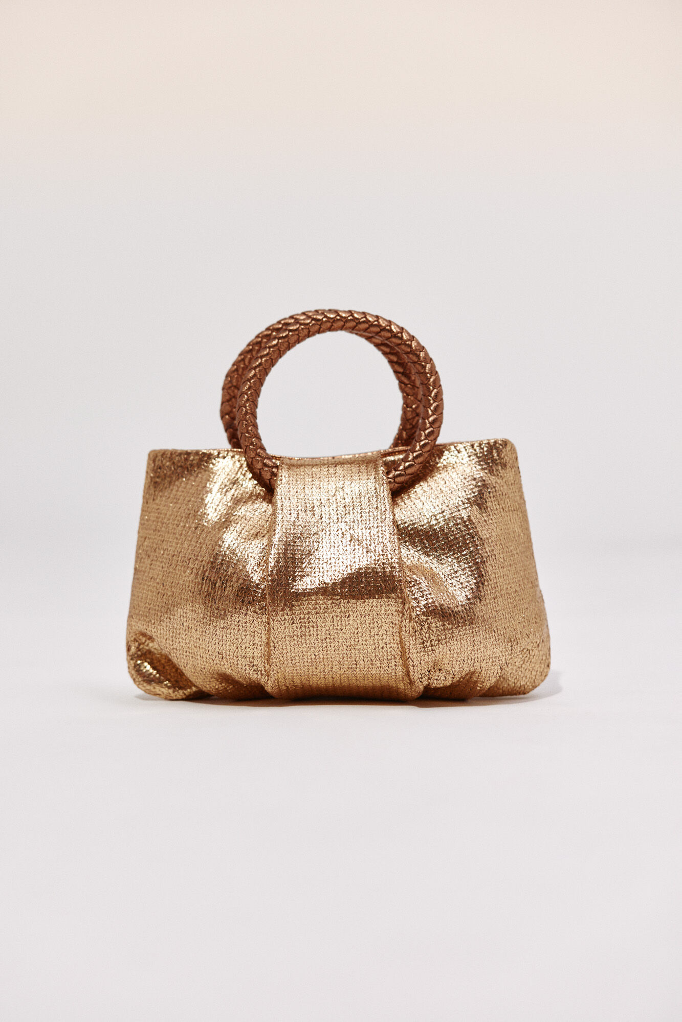 Cortefiel Raffia shoulder bag with braided handle