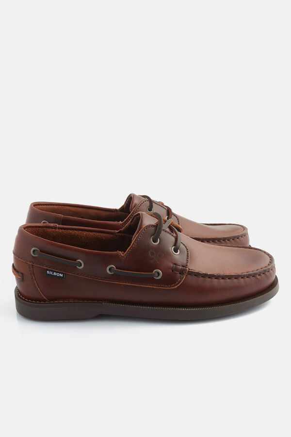Cortefiel Leather deck shoes Brown