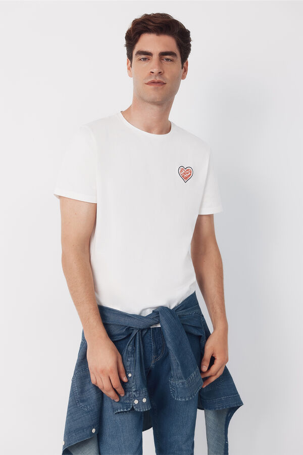 Cortefiel Little hearts t-shirt White