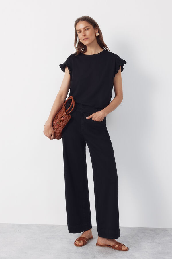 Cortefiel Piping trousers Black