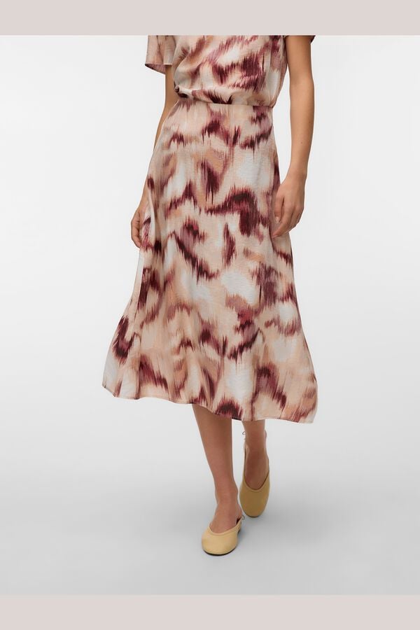 Vero Moda Satin-finish 7/8 skirt Brown