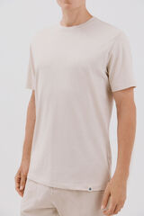 Cortefiel Faux plain slub t-shirt Beige