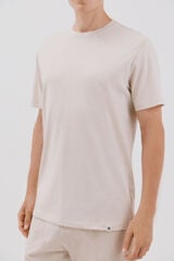 Cortefiel Faux plain slub t-shirt Beige