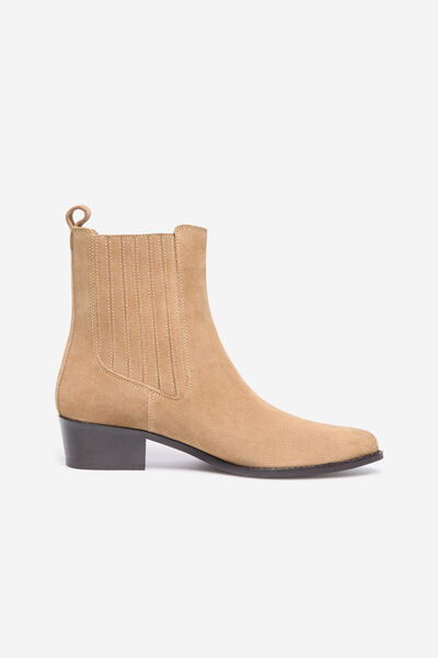 Cortefiel split leather elastic boot Beige