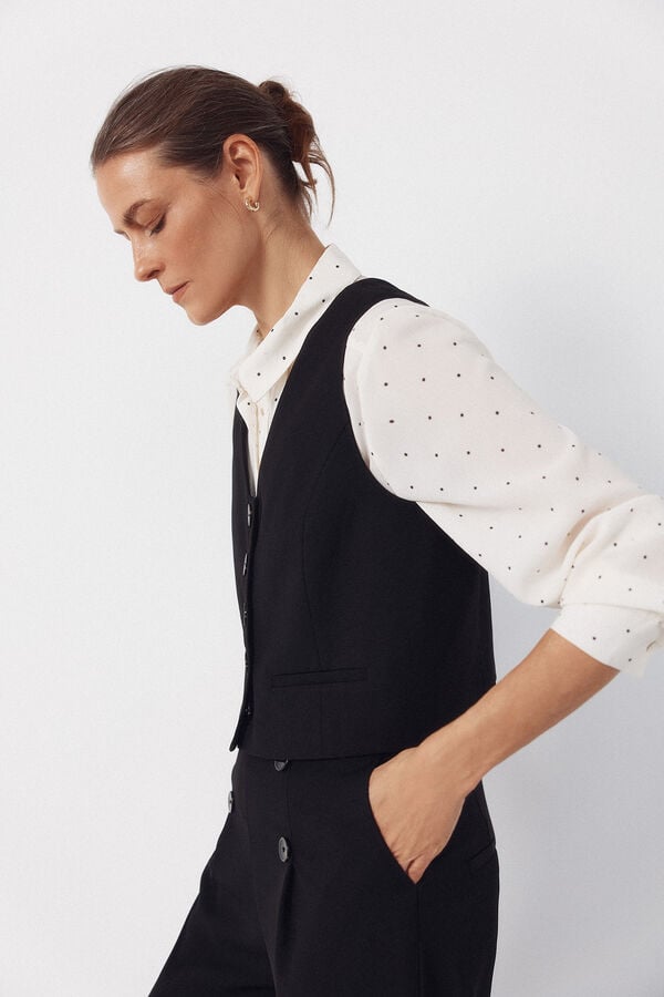 Cortefiel Waistcoat Black