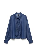 Vero Moda Camisa de ganga leve com la&ccedil;o Azul