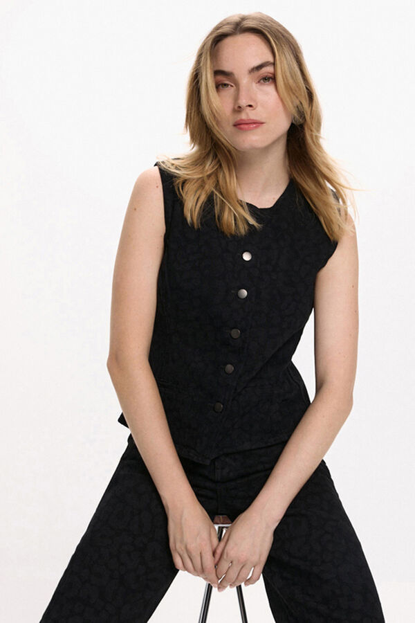 Vila Colete com estampa animal Preto