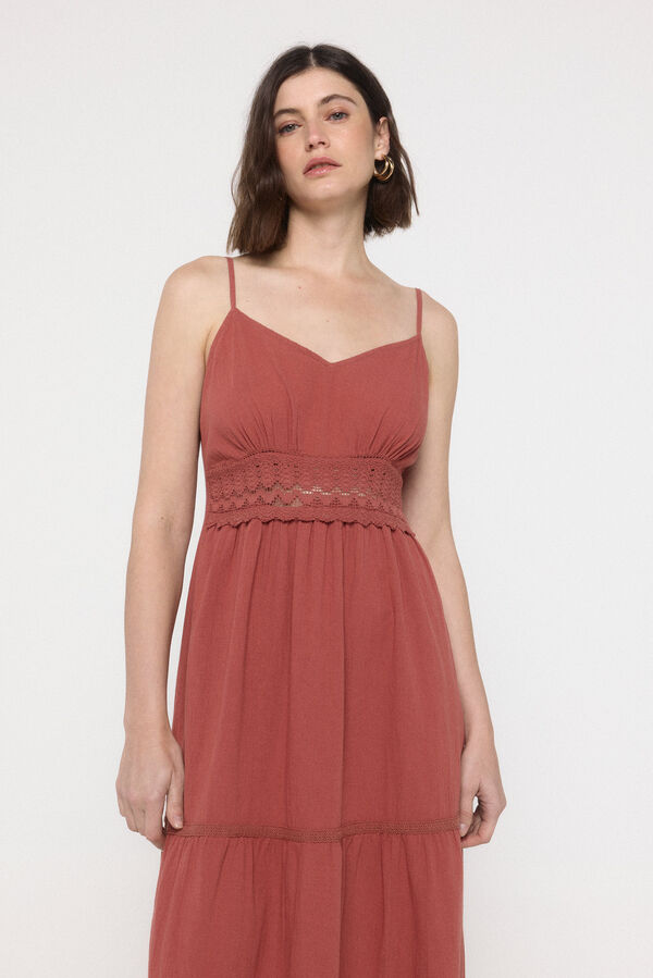 Vero Moda Long dress with lace detail Red