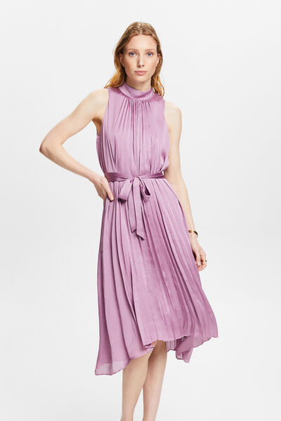 Cortefiel Pleated sleeveless midi dress Lilac