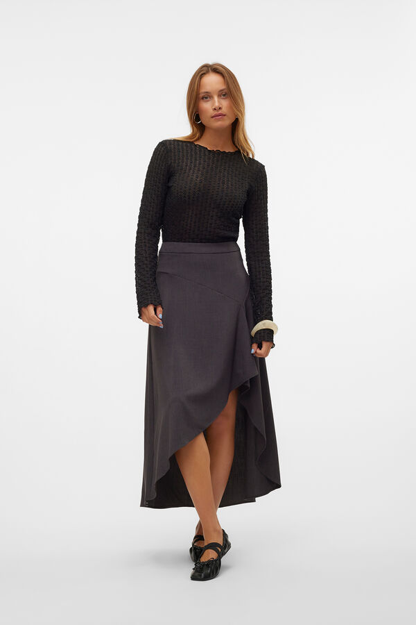 Vero Moda Top curto de manga comprida  Preto