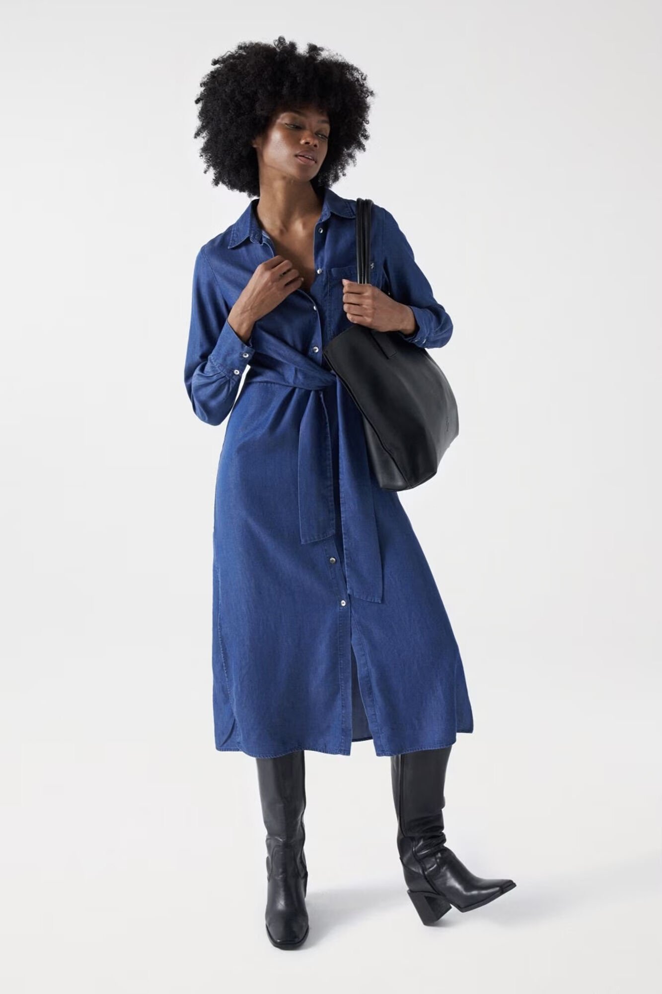 Long light denim shirt dress Women s dresses and jumpsuits Cortefiel