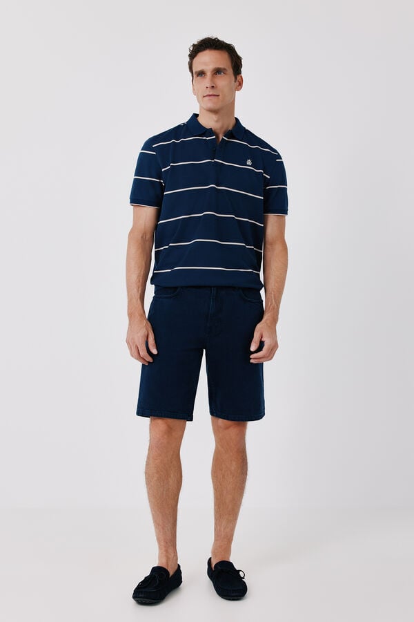 Cortefiel Striped piqu&eacute; polo shirt Navy