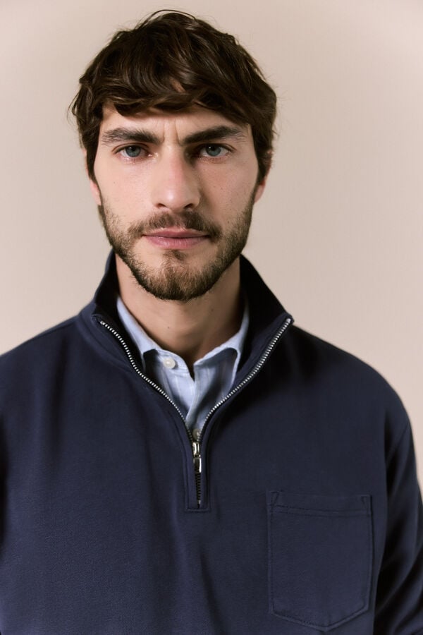 OOTO Sweatshirt com gola vespa Azul