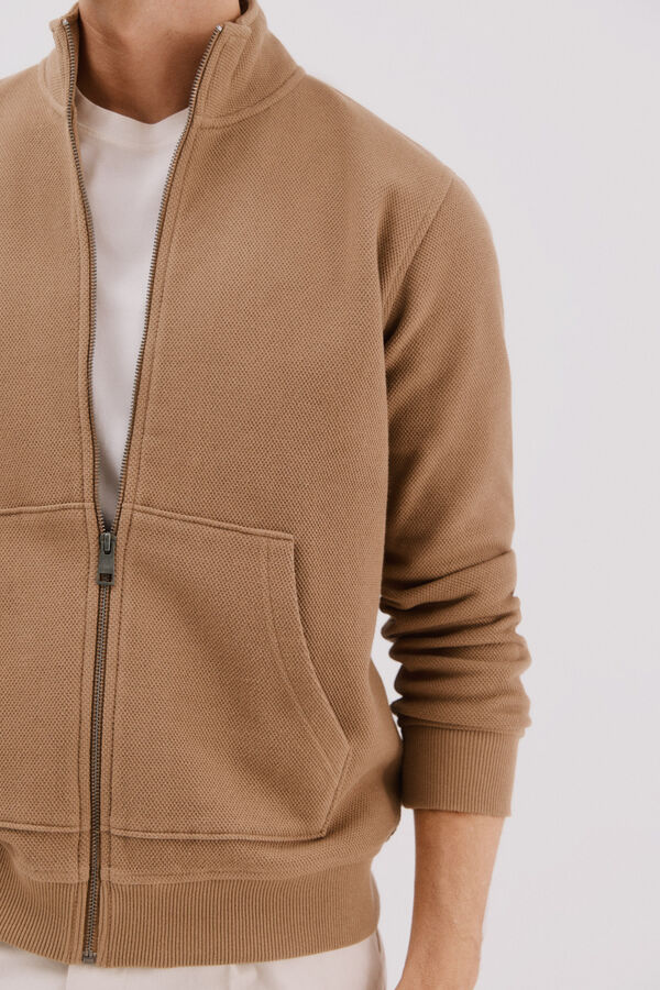 Cortefiel Cárdigan tejido estructura Camel