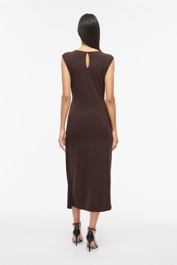 Vila Midi dress with appliqu&eacute; Dark brown