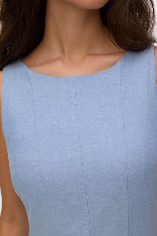 Vero Moda Vestido comprido em algod&atilde;o Azul
