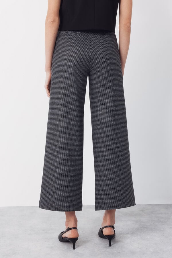 Cortefiel Wide jersey-knit trousers Printed grey