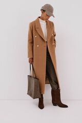 Cortefiel Long coat Italian fabric Beige