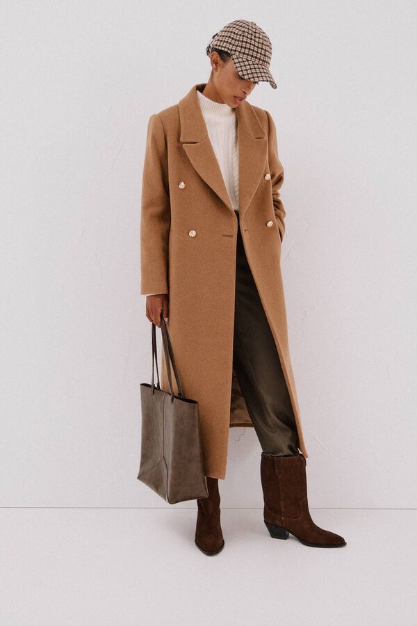 Cortefiel Long coat Italian fabric Beige