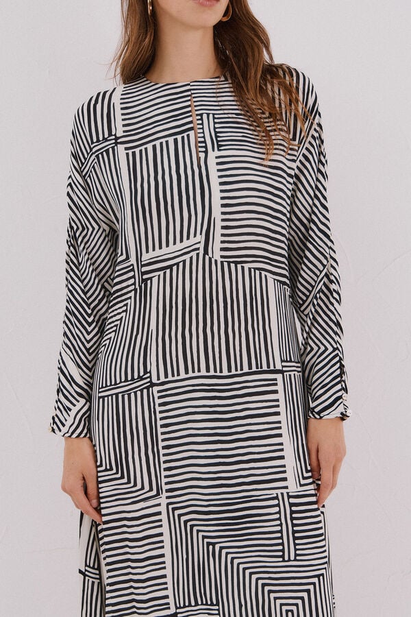 Cortefiel Printed midi dress Printed white