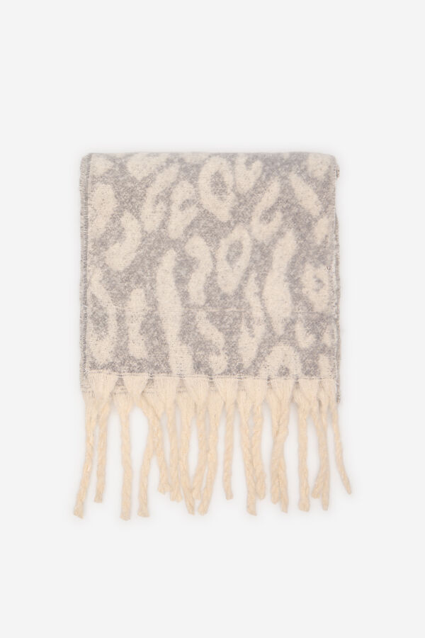 Cortefiel Thick leopard scarf Printed grey