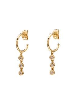 Cortefiel FRAU hoop earrings - Crystal - Gold Beige