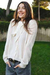 Cortefiel Jersey-knit scarf jacket Ivory