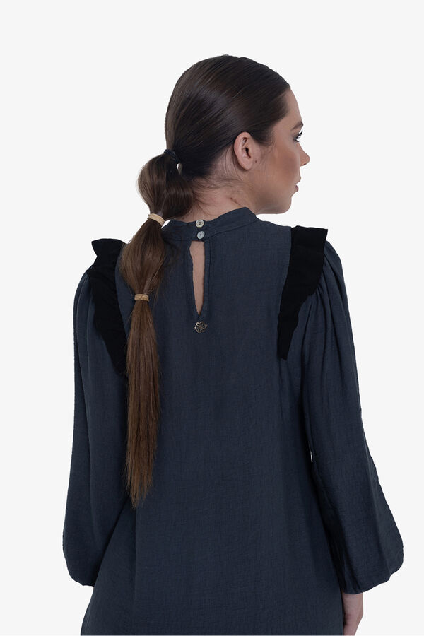 Cuplé Vestido com babados Cinzento