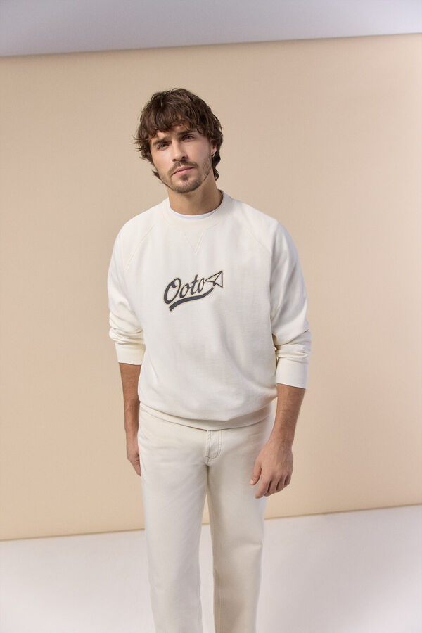 OOTO Sweatshirt logo gola redonda Ecru