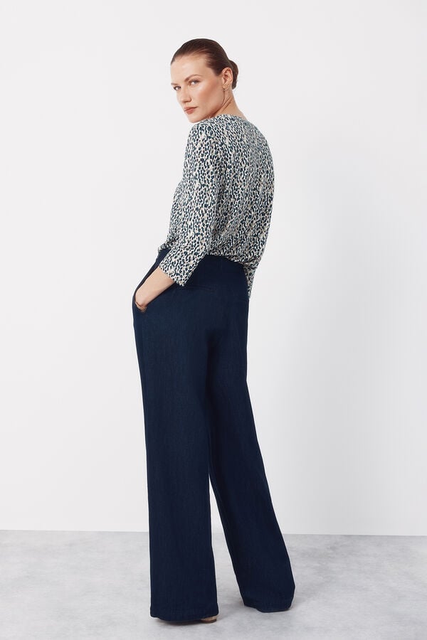 Cortefiel Basic top with mandarin collar Printed green