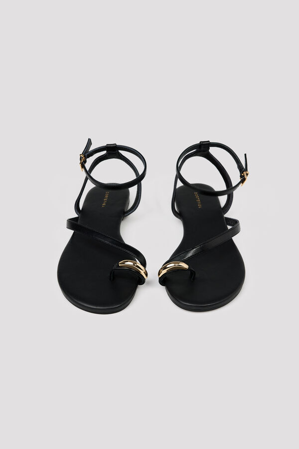 Cortefiel Flat strappy sandal Black