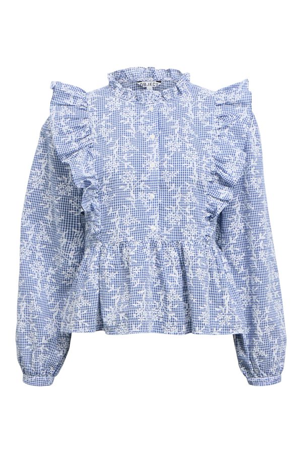 Object Blusa estampada com folhos Azul