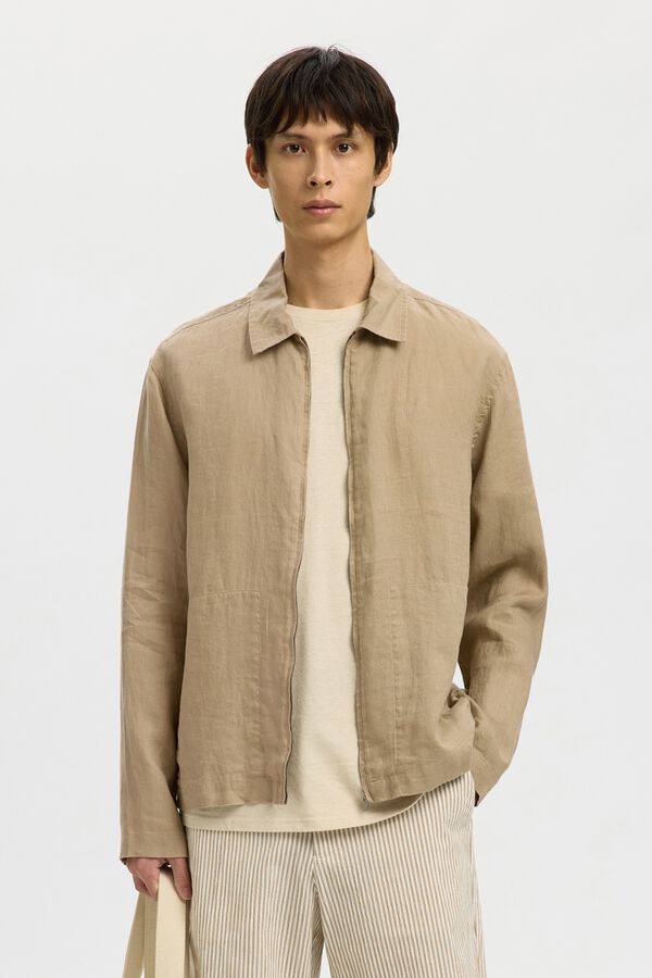 Selected Zip fastening jacket Brown