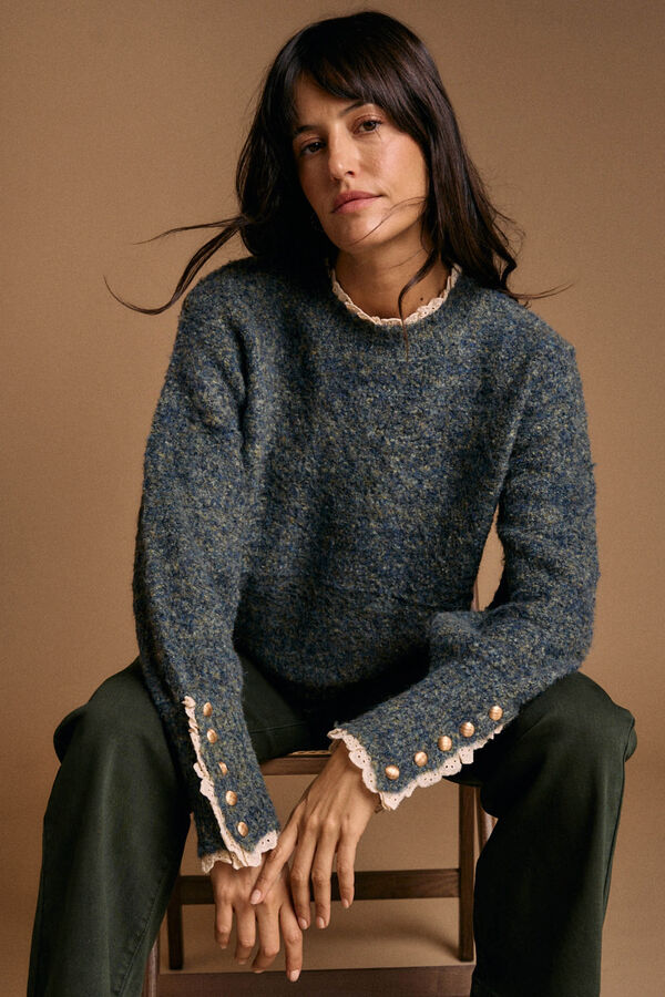 Pol&iacute;n Et Moi Su&eacute;ter de malha grossa Azul