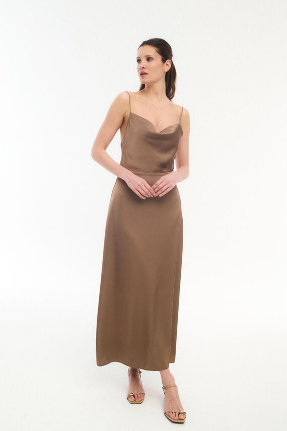 Vestido midi satinado de fiesta