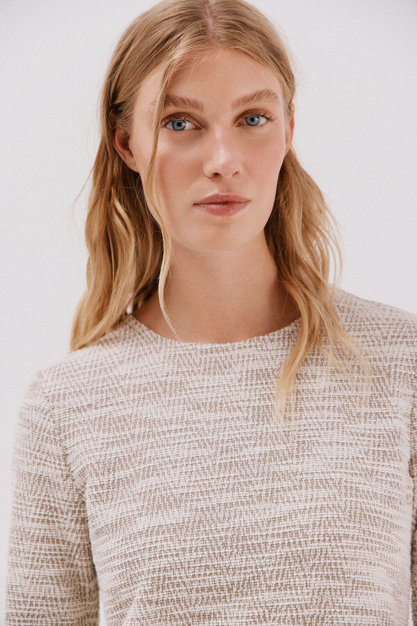 Cortefiel Short tweed dress Beige