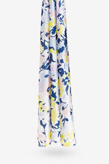 Cortefiel Floral Print Satin Scarf Blue