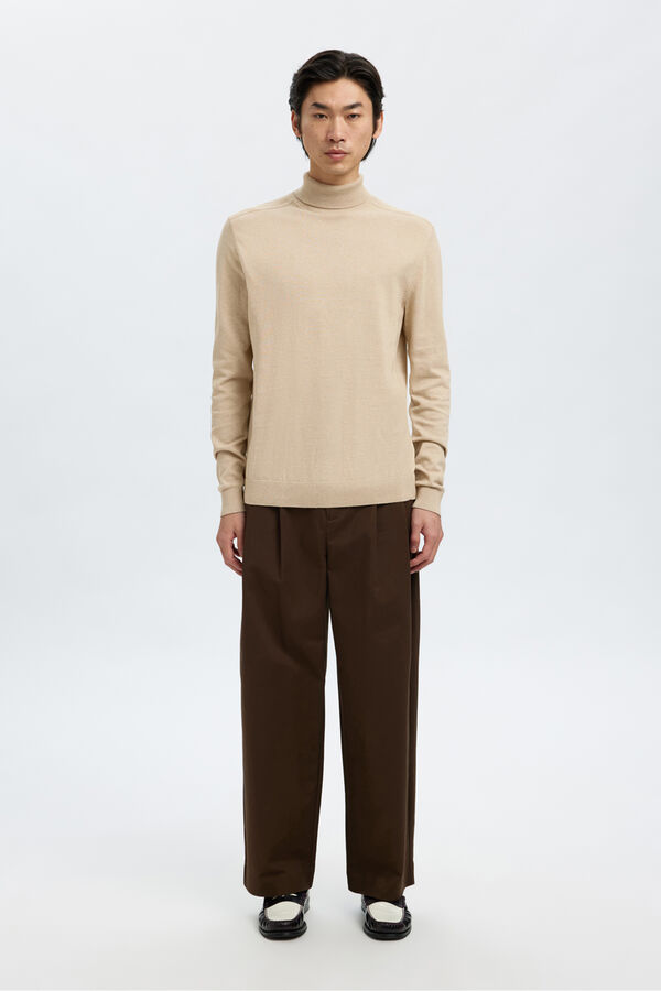 Selected Camisola de gola de algodão orgânico  Cinzento