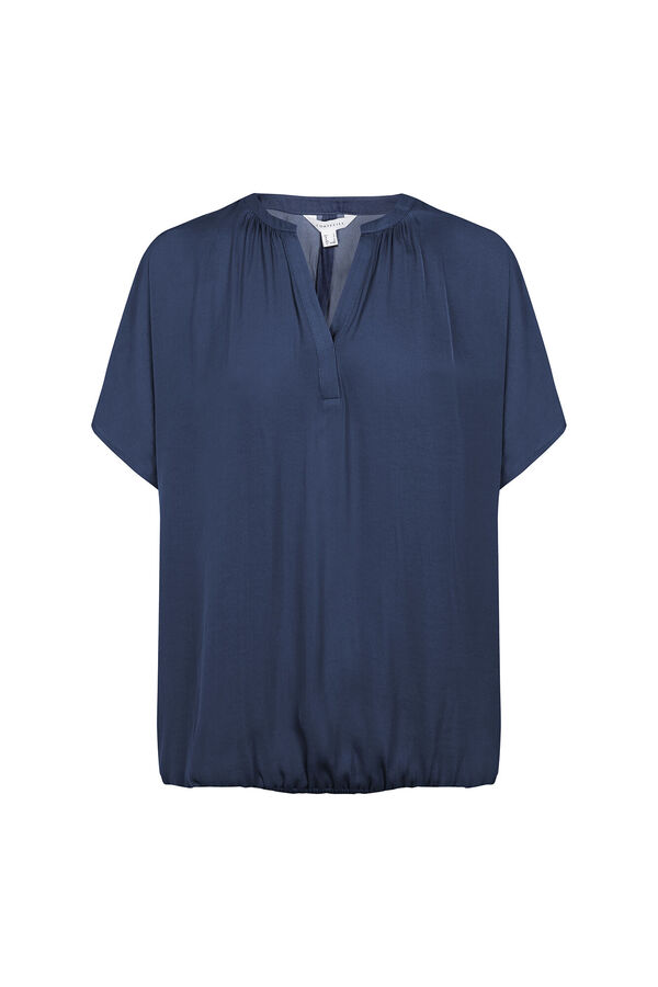Cortefiel Blusa acetinada de manga curta Azul