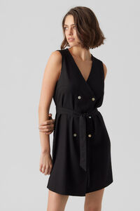 Cortefiel Short linen dress Black