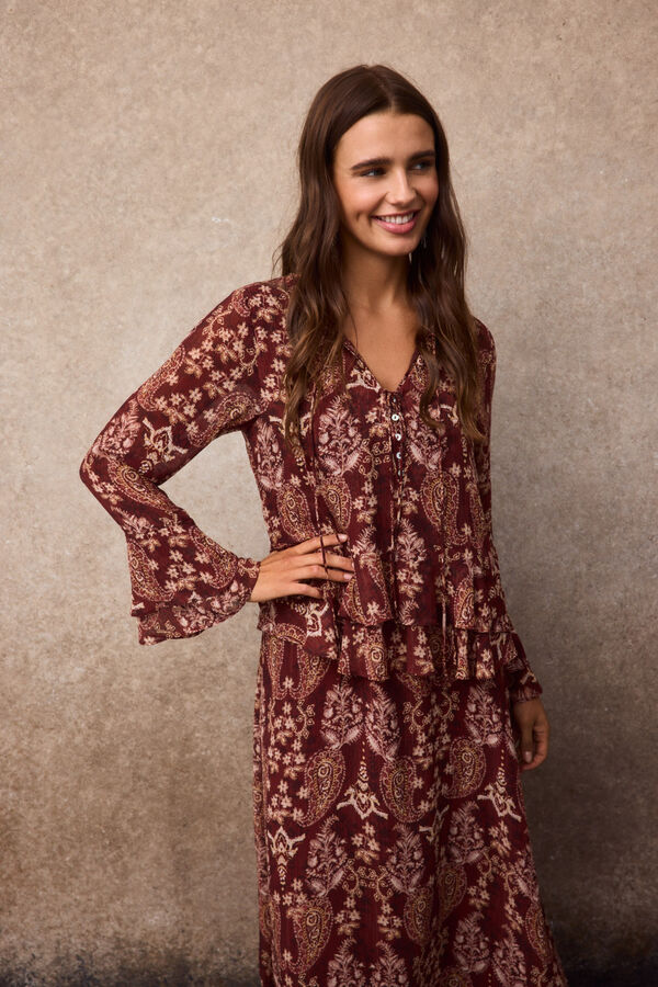 Slowlove Printed fluid dress Printed red