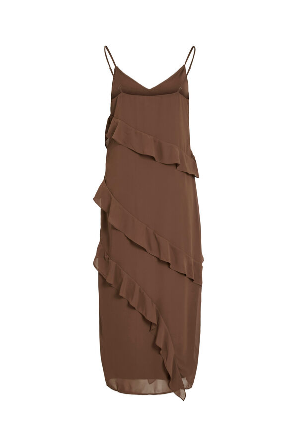 Vila Vestido de festa midi de chiffon Castanho