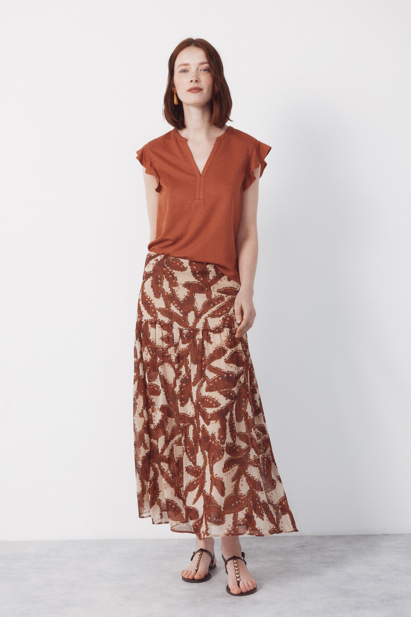 Cortefiel Flounced sleeve t-shirt