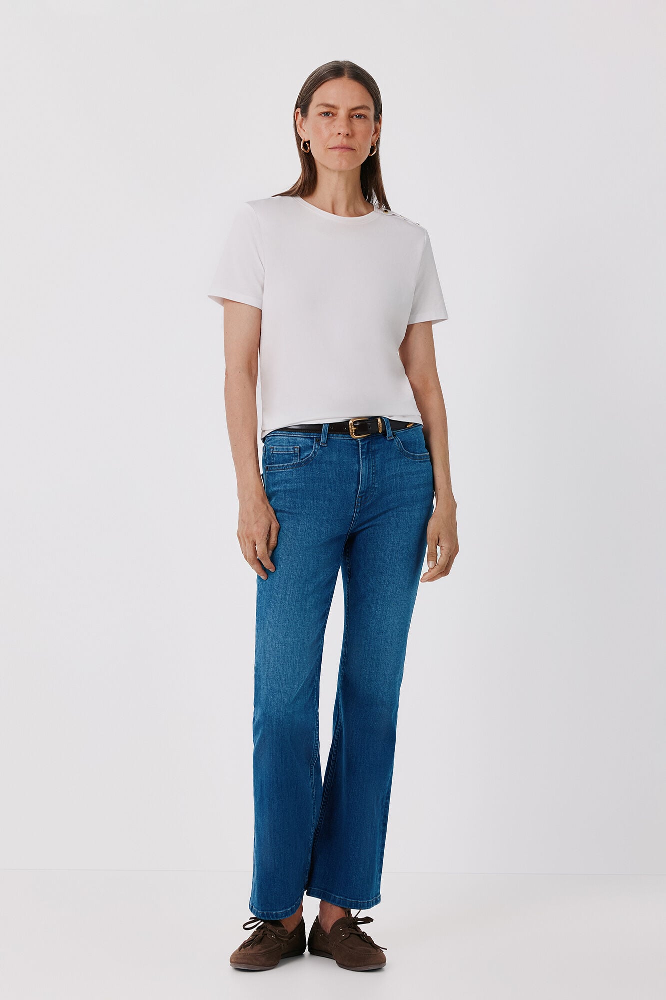 Cortefiel Gold button basic T-shirt