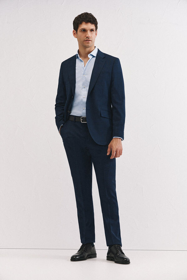 Cortefiel Slim fit blue checked trousers Blue